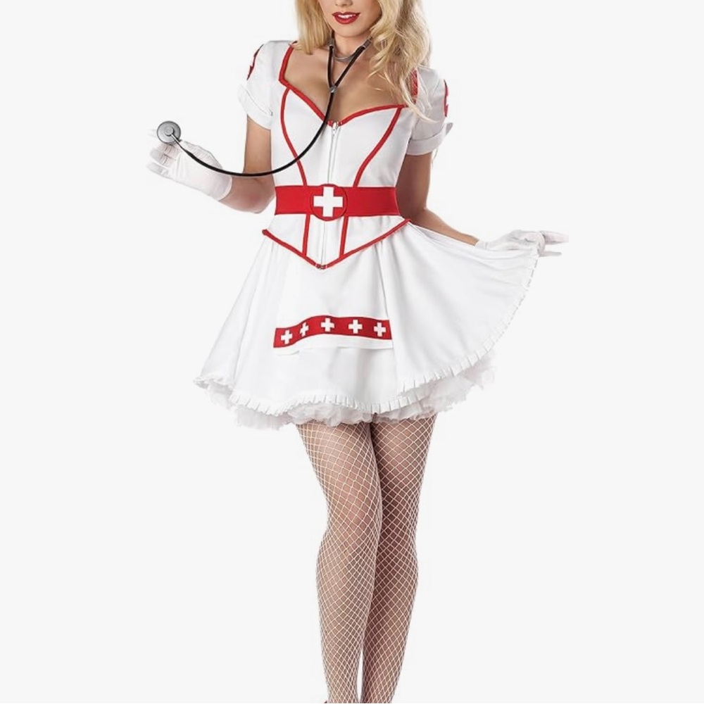 California Costumes Women's Mini Nurse Dress - White and Red